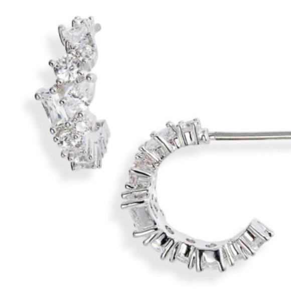 Nordstrom Cubic Zirconia Huggie Hoop Earrings NWT - Picture 4 of 4